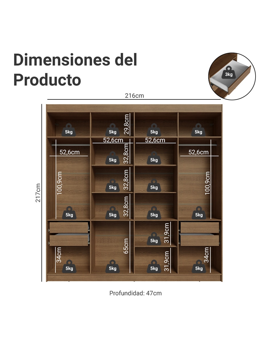 Ropero armable Madesa 1107C12E4GL2 de MDP