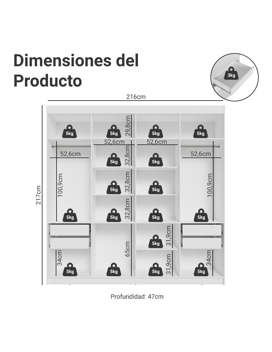 Ropero armable Madesa 1107K82E4GL3 de MDP