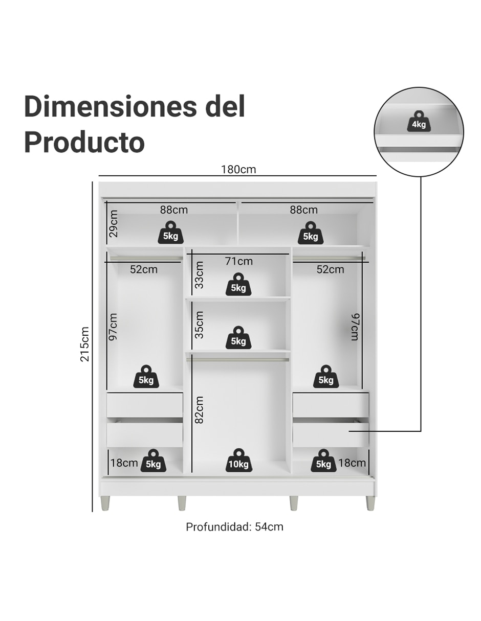 Ropero armable Madesa 1095093ECP de MDP