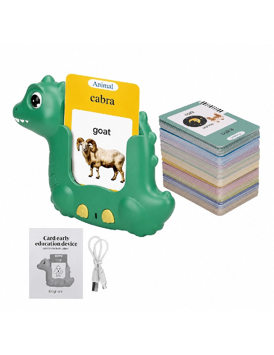 Tarjeta educativa dinosaurio verde juego didáctico unisex