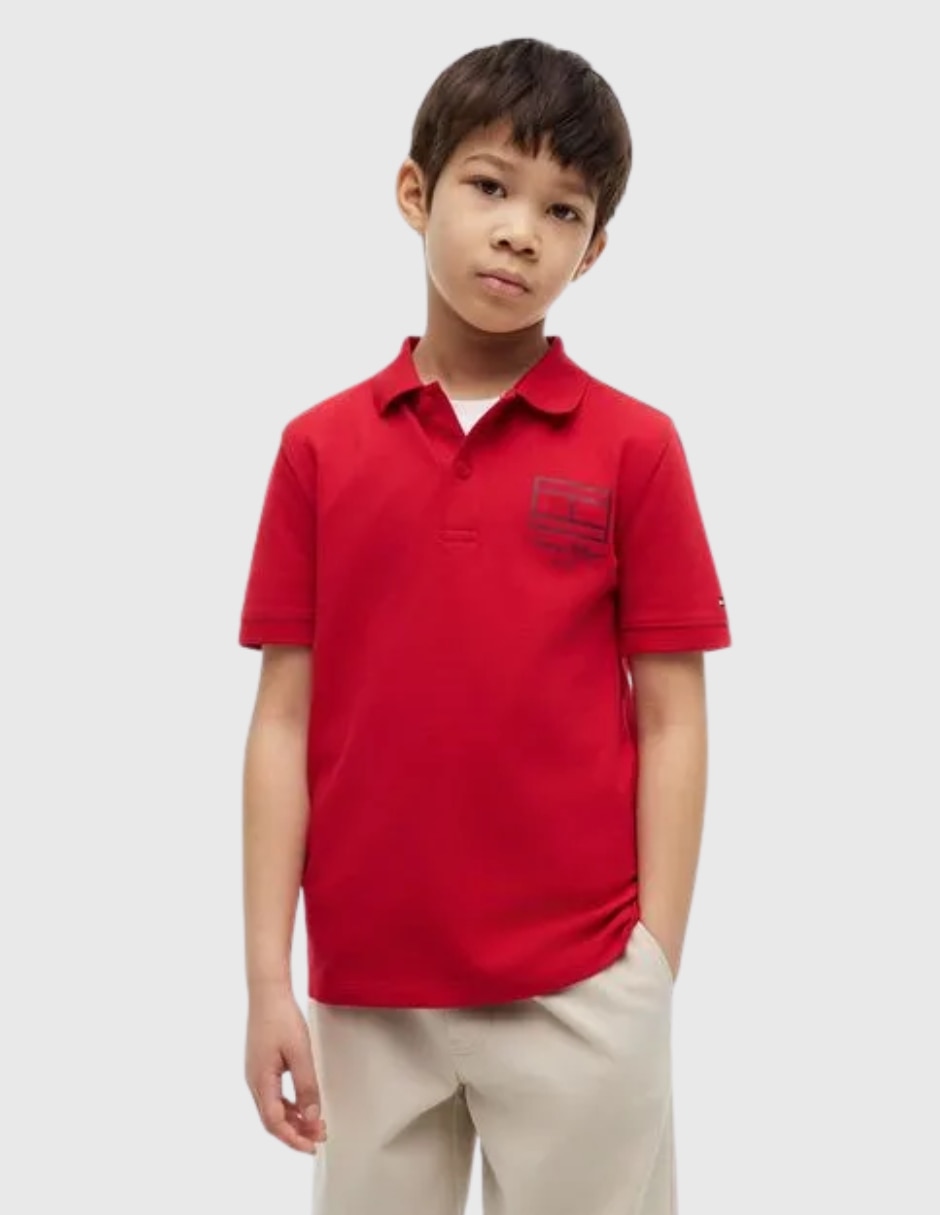 Playera tipo polo de algodón para niño