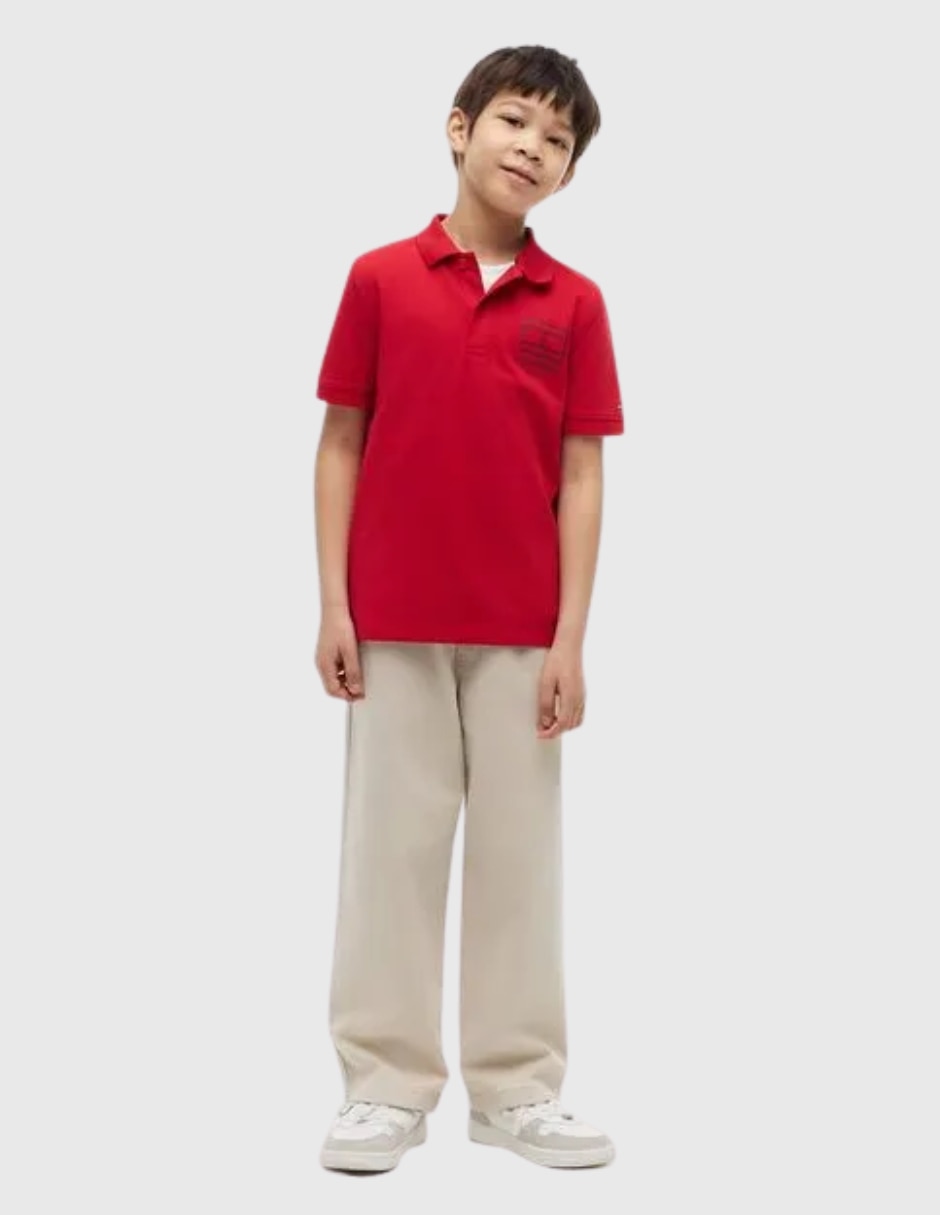 Playera tipo polo de algodón para niño