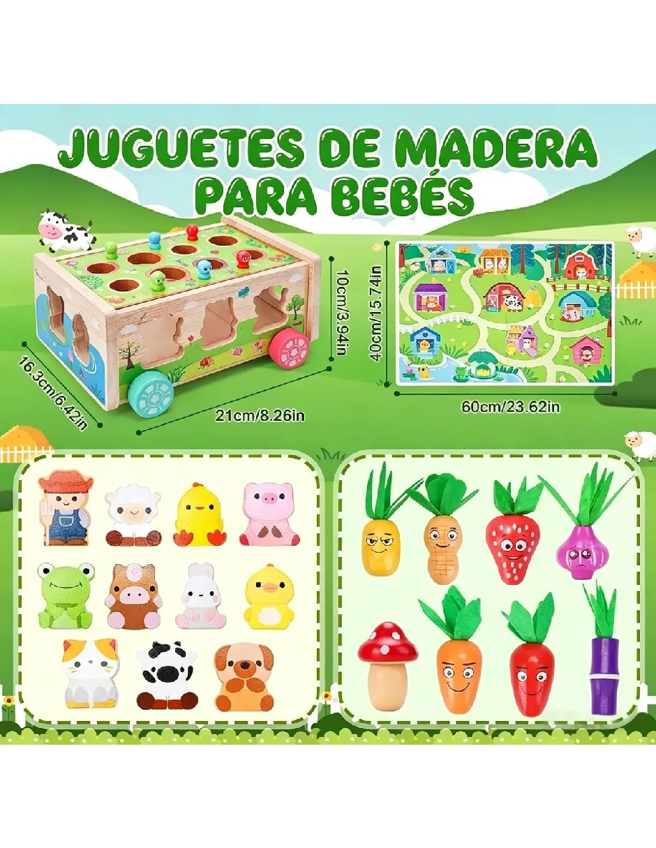 Juguete didáctico huerto didáctico de madera juego didáctico unisex 4