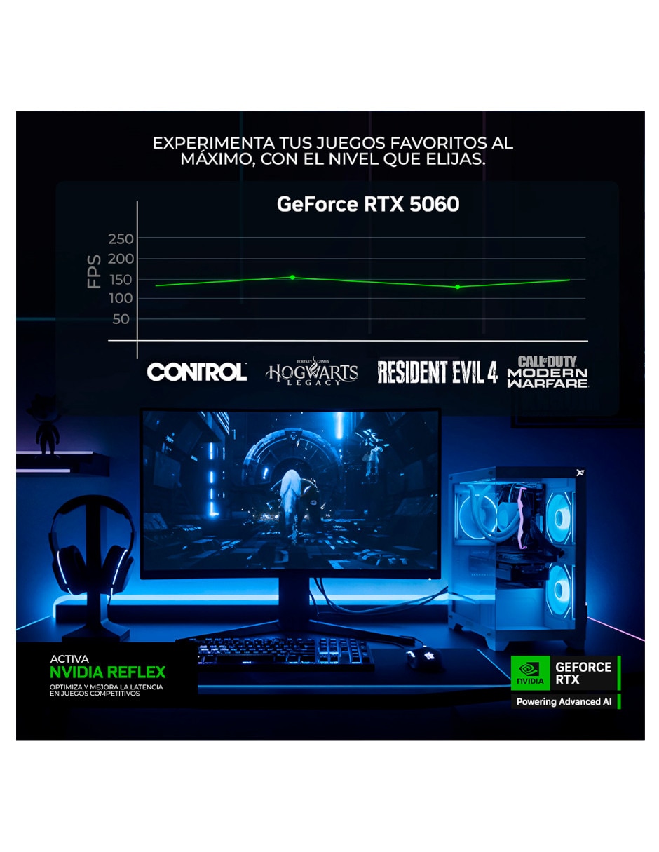 Computadora gamer 27 pulgadas full hd amd ryzen 7 nvidia geforce rtx 5060 16 gb ram 1 tb ssd 2