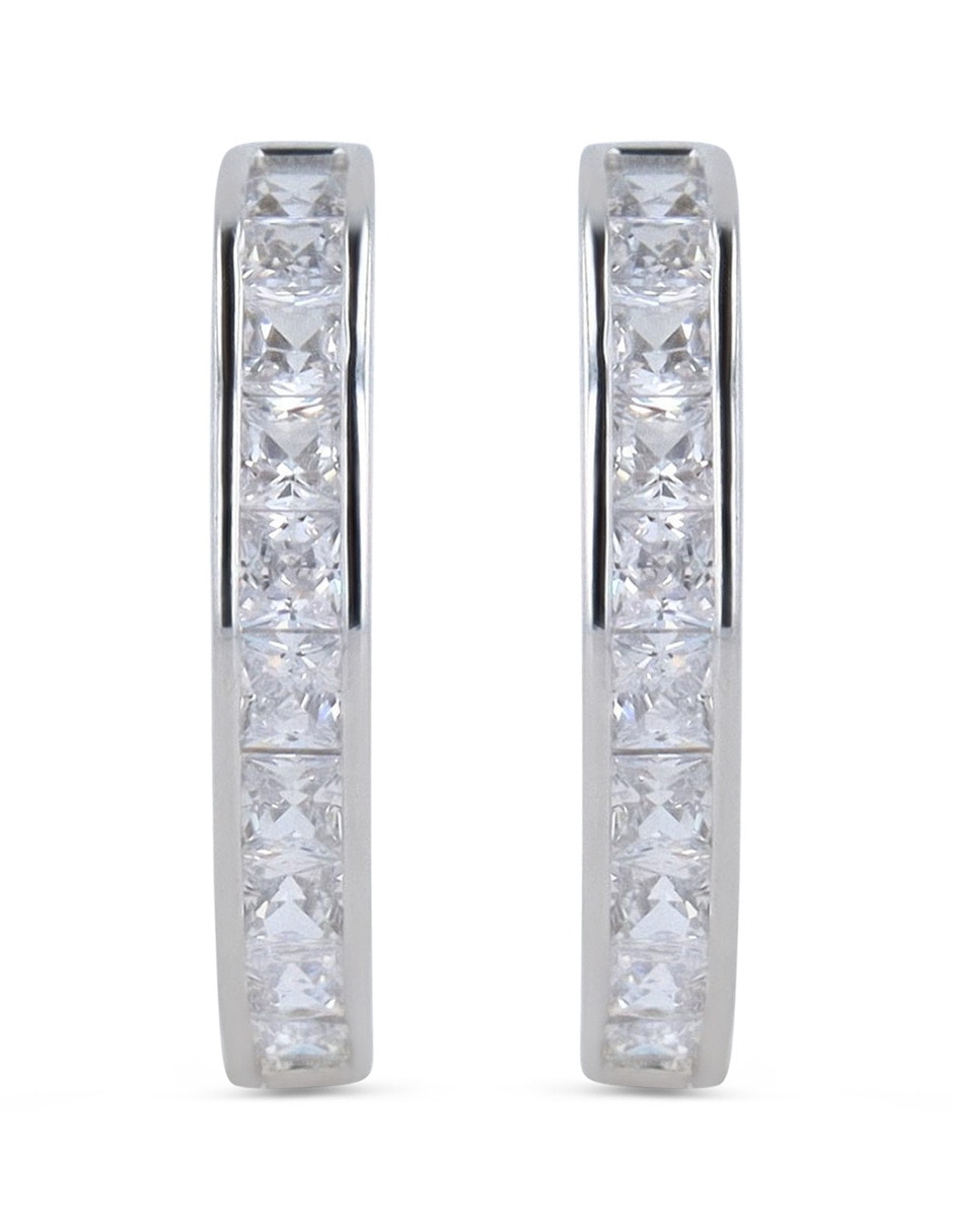 Arracadas joyerias bizzarro de oro blanco 14 k con acabado brillante zirconia