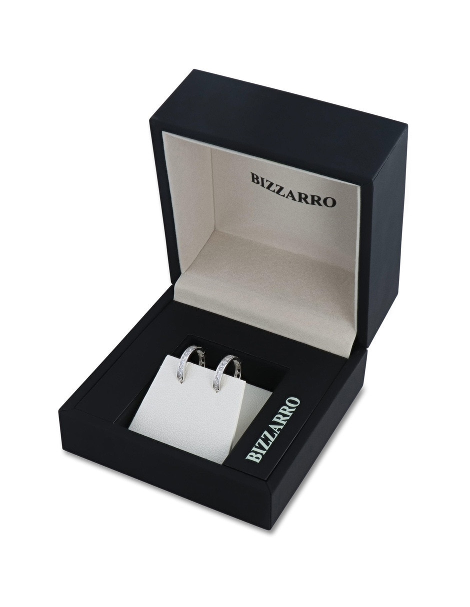Arracadas joyerias bizzarro de oro blanco 14 k con acabado brillante zirconia