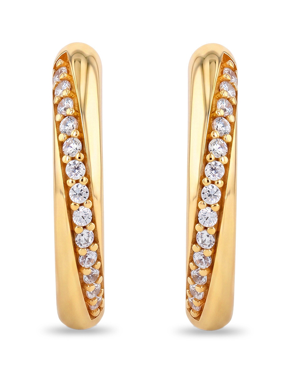 Arracadas de oro amarillo 10 k con acabado brillante zirconia Arracadas de oro amarillo 10 k con acabado brillante zirconia