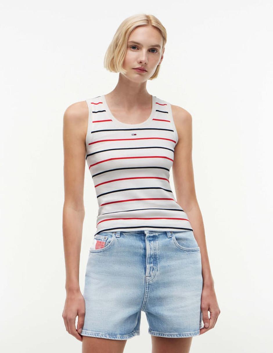 Playera sin manga cuello redondo para mujer 1