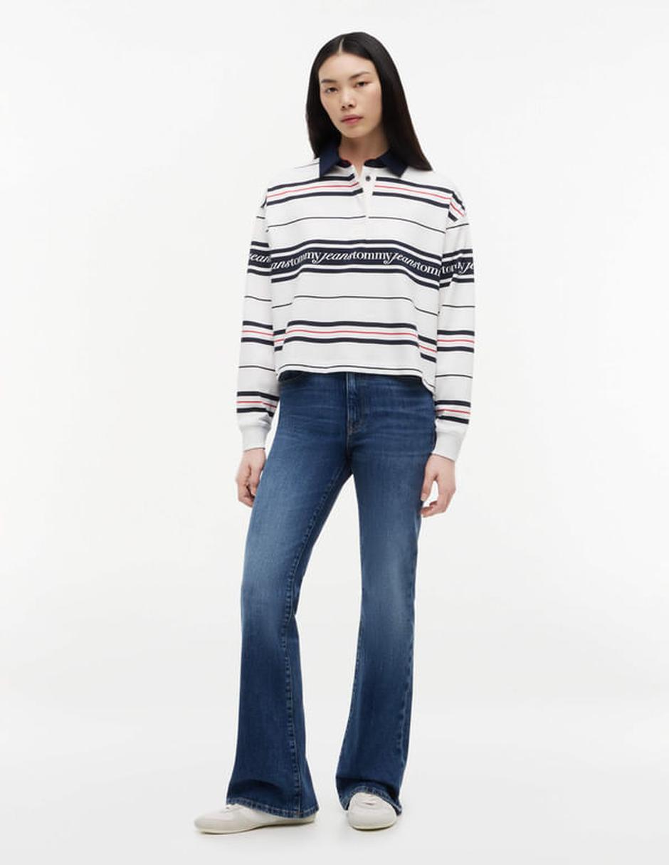 Playera manga larga cuello polo para mujer 4