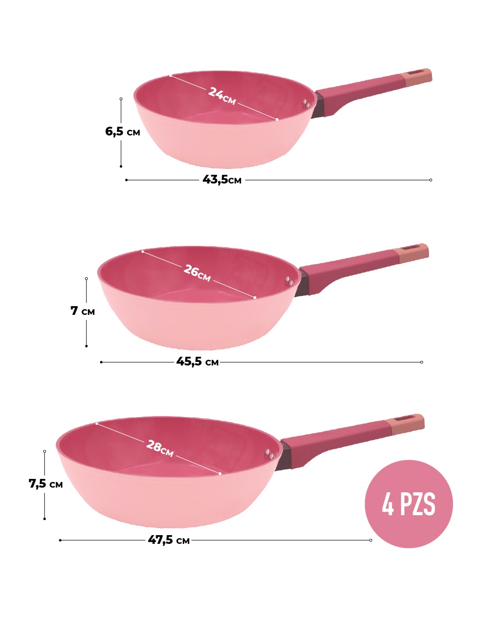 Set sartén Wok Berlin de aluminio anodizado 4 piezas 6