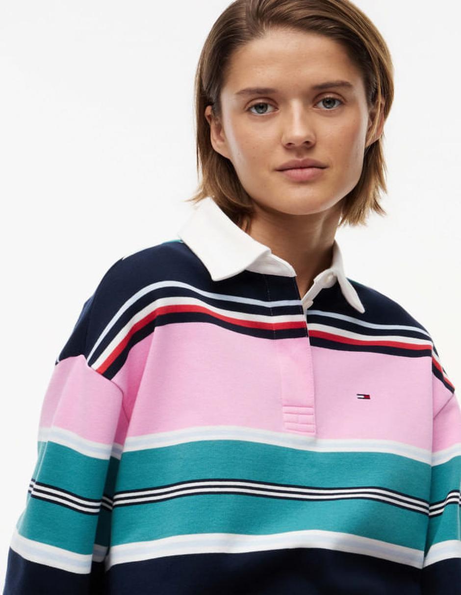 Playera manga larga cuello polo para mujer 5