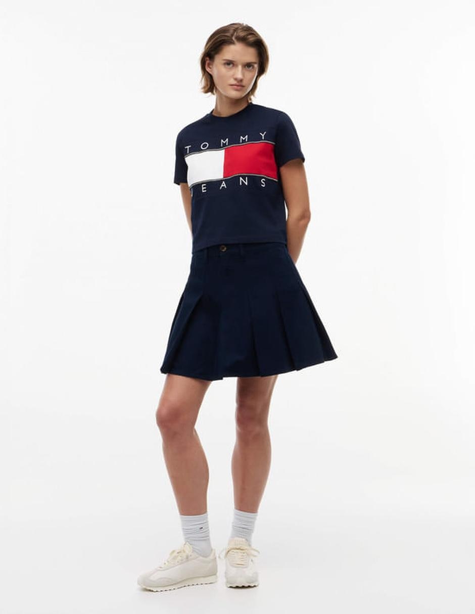 Playera manga corta tommy jeans cuello redondo para mujer