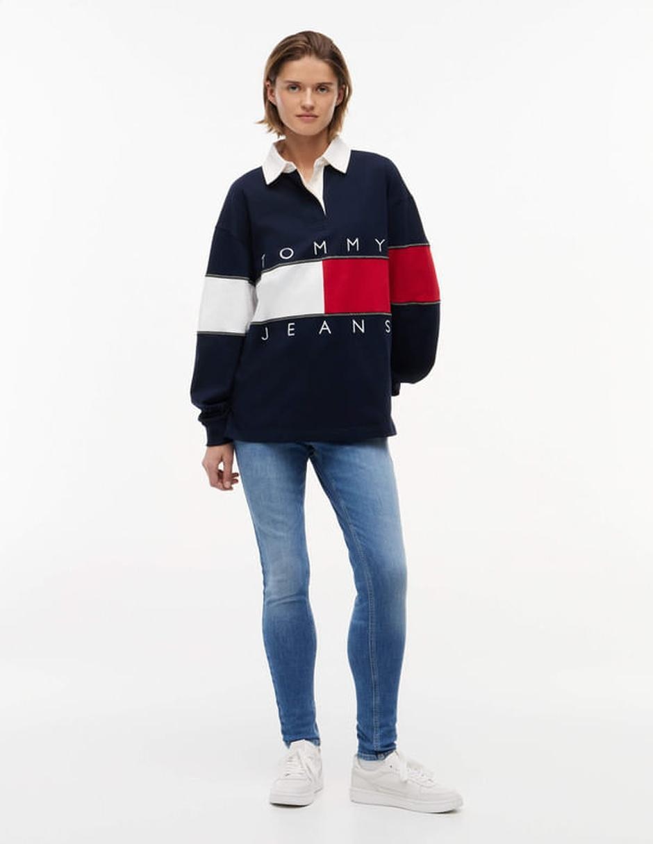 Playera manga larga cuello polo para mujer 4