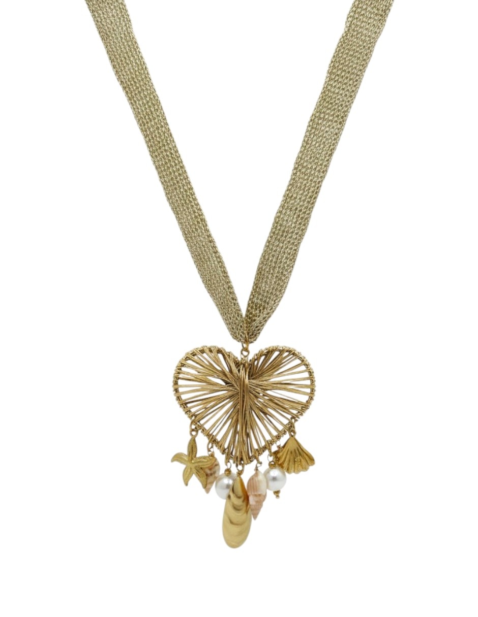 Collar de varios hilos de corazón arette
