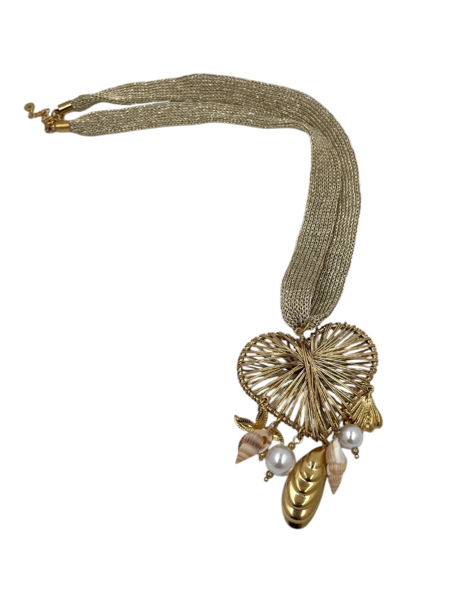 Collar de varios hilos de corazón arette