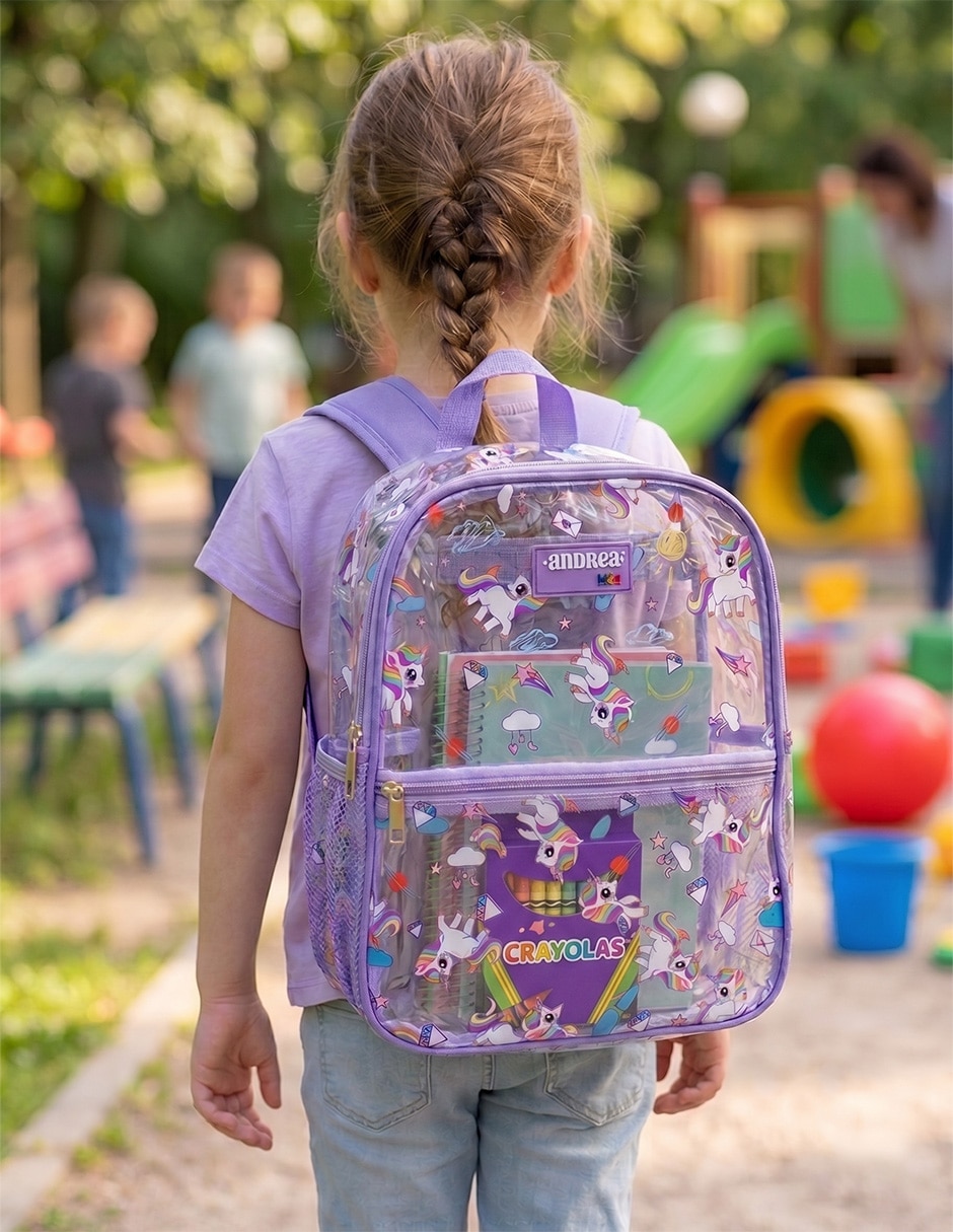 Mochila escolar unicornio andrea para niña