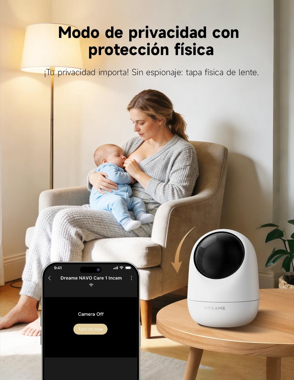 Cámara individual de seguridad modelo Dreame Navo Care SE 1 Incam Inalámbrica QHD 360° Sí para Interior 8