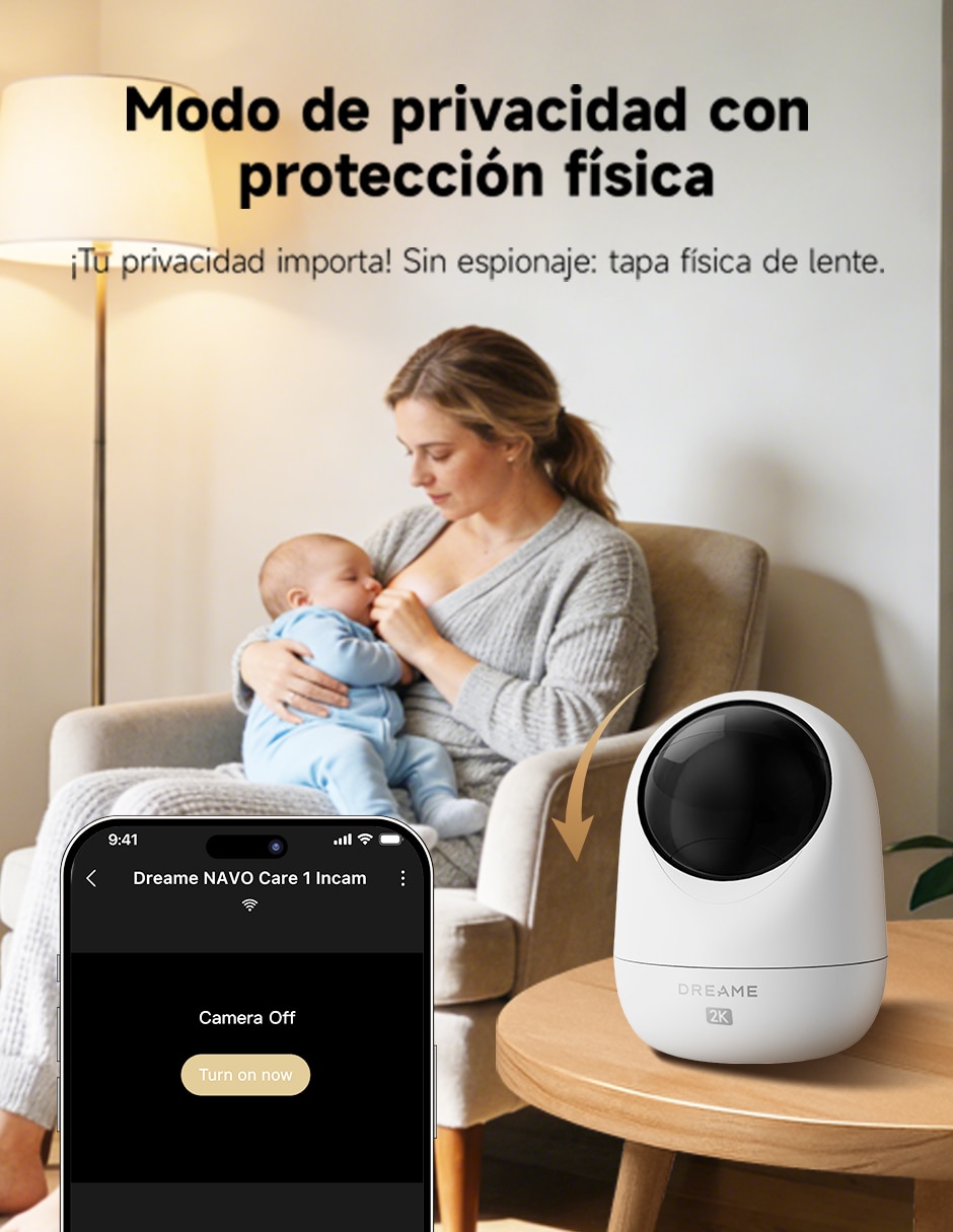 Cámara individual de seguridad modelo navo care 1 incam inalámbrica qhd 360° para interior 7