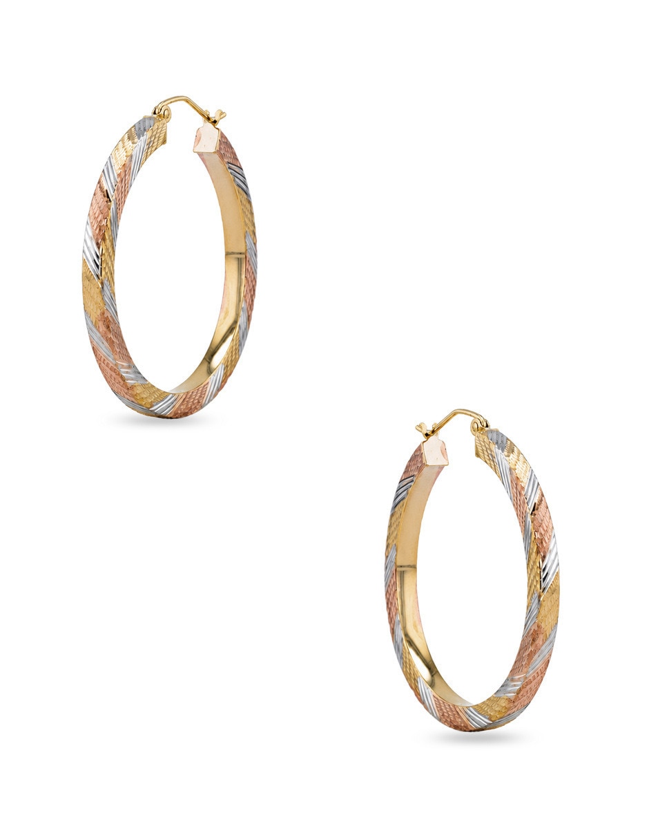 Arracadas joyerias bizzarro de oro florentino 14 k con acabado brillante 2