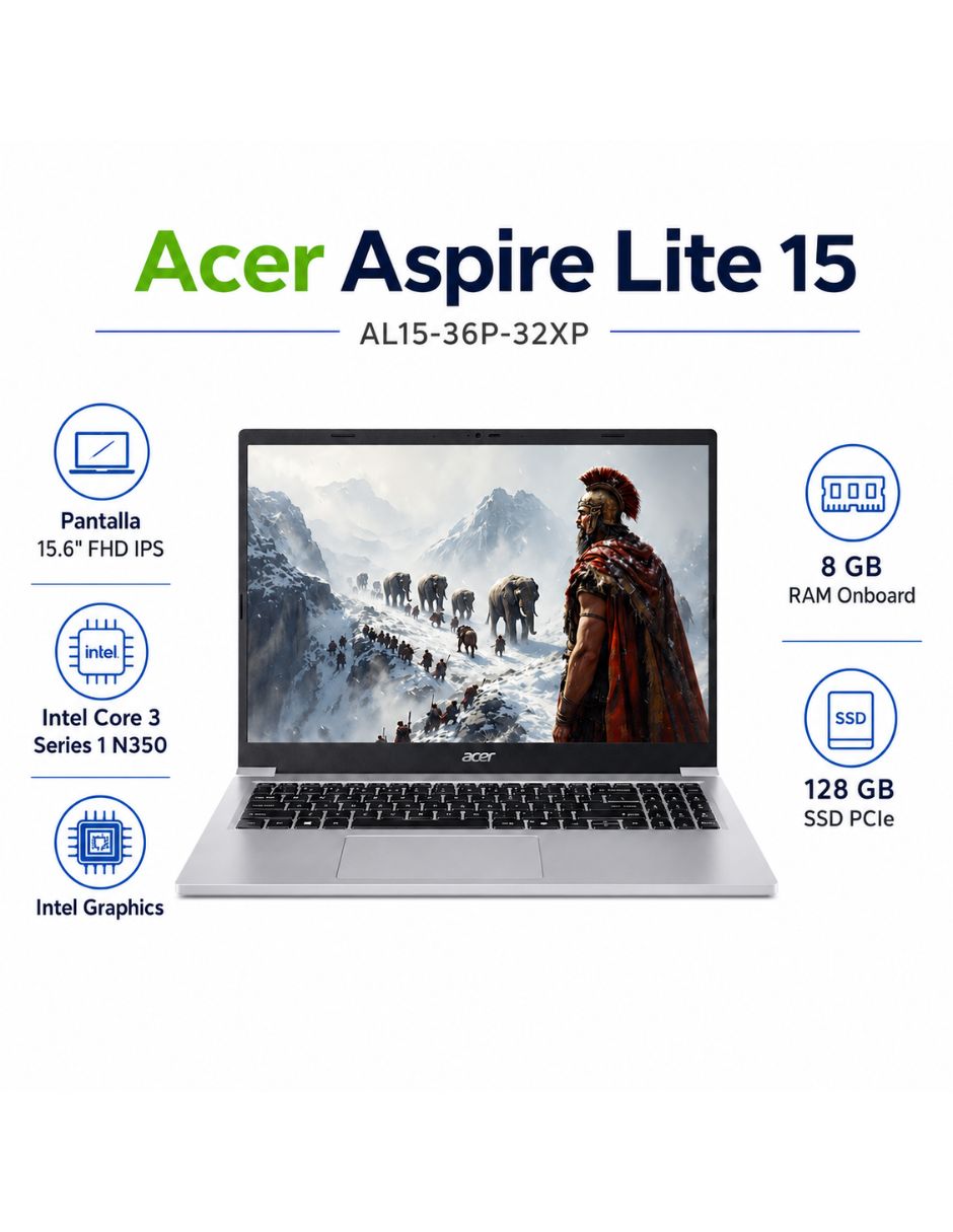 Laptop AL15-36P-32XP 15.6 pulgadas Full HD Intel core 3 Integradas 8 GB RAM 128 GB SSD Laptop AL15-36P-32XP 15.6 pulgadas Full HD Intel core 3 Integradas 8 GB RAM 128 GB SSD