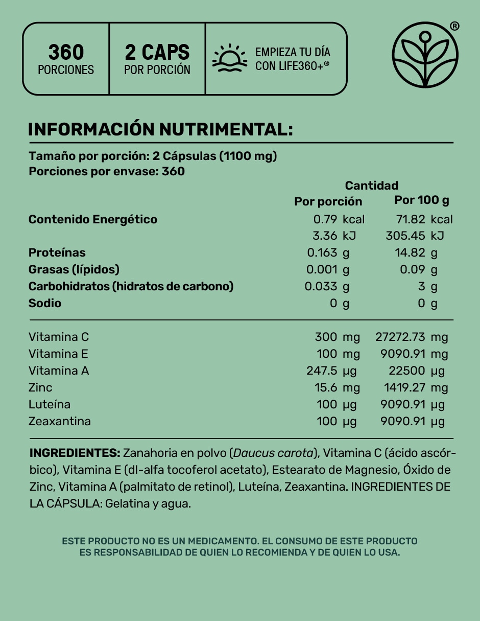 Suplementos alimenticios vision blend luteina con zeaxantina 720 cápsulas con luteína con zeaxantina 8