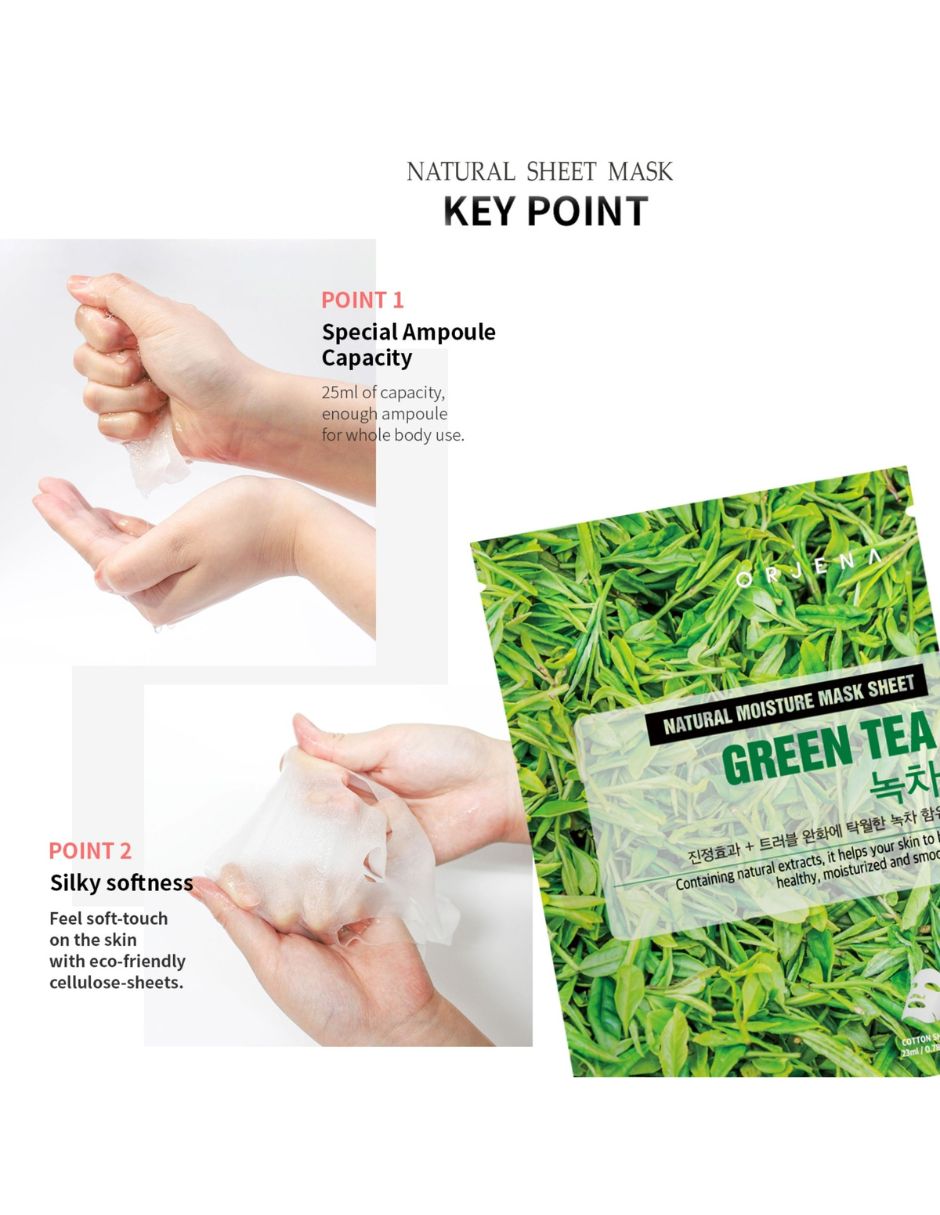Mascarilla facial Natural Moisture Green Tea Mask Sheet 23 ml Té verde antioxidante calmante hidratante 5