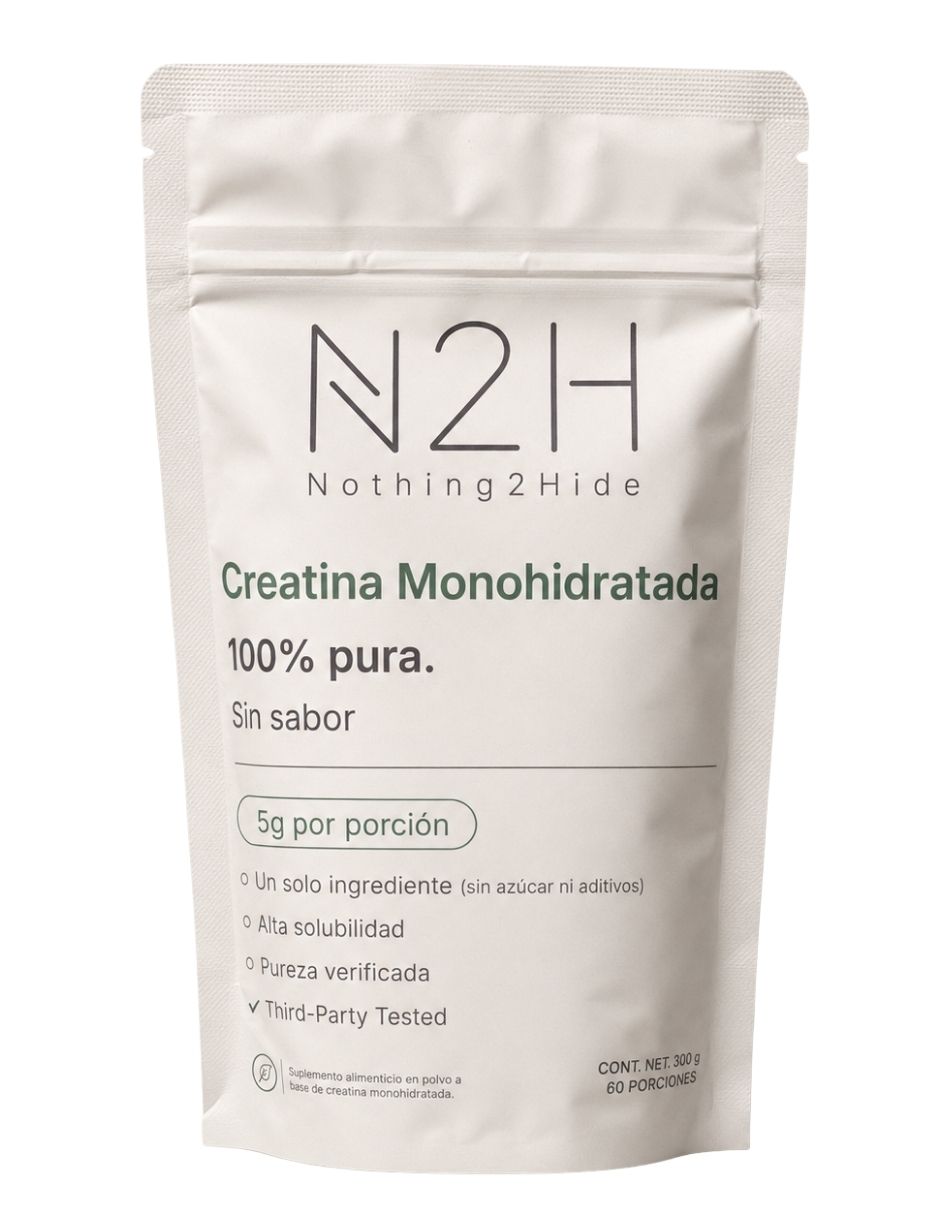Creatina monohidratada n2h 100% pura sin sabor 300 g con creatina monohidratada