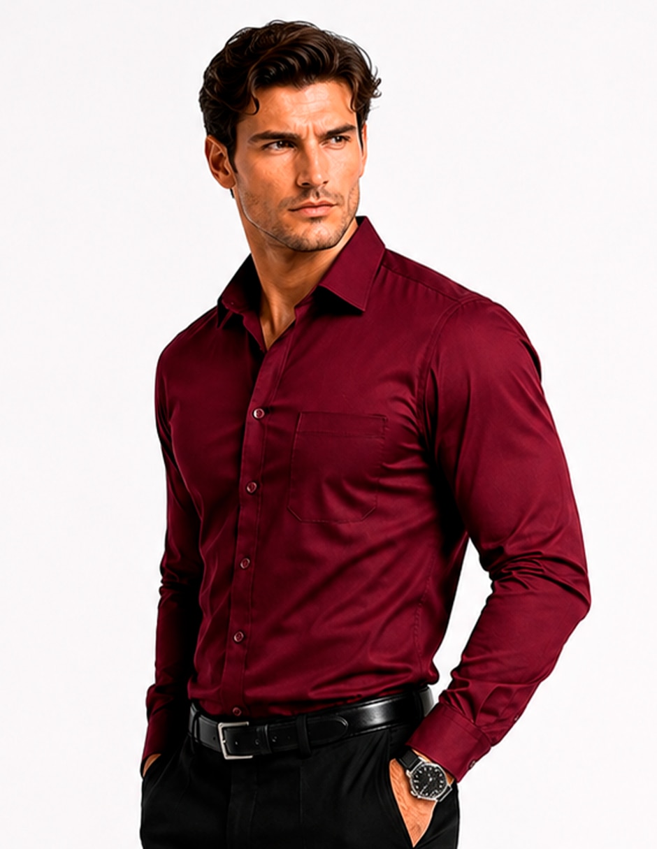 Camisa business casual manga larga para hombre 2
