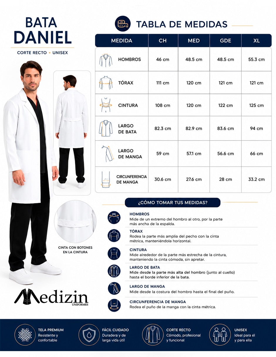 Set de bata médica estilo relajado para hombre 3