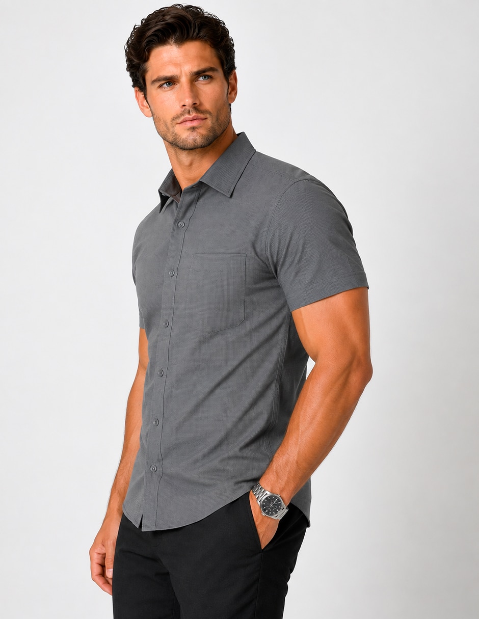 Camisa business casual manga corta para hombre 2