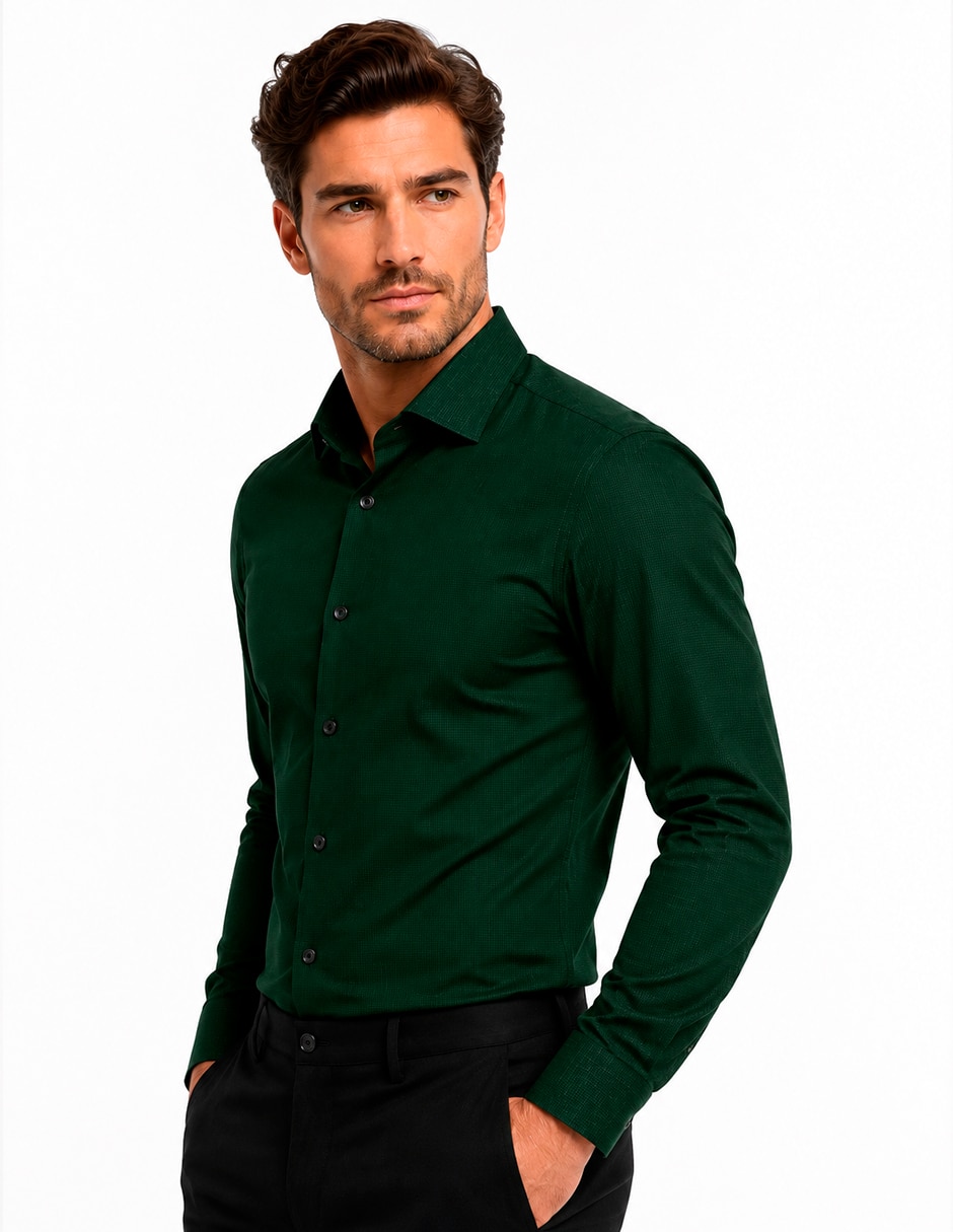Camisa business casual manga larga para hombre