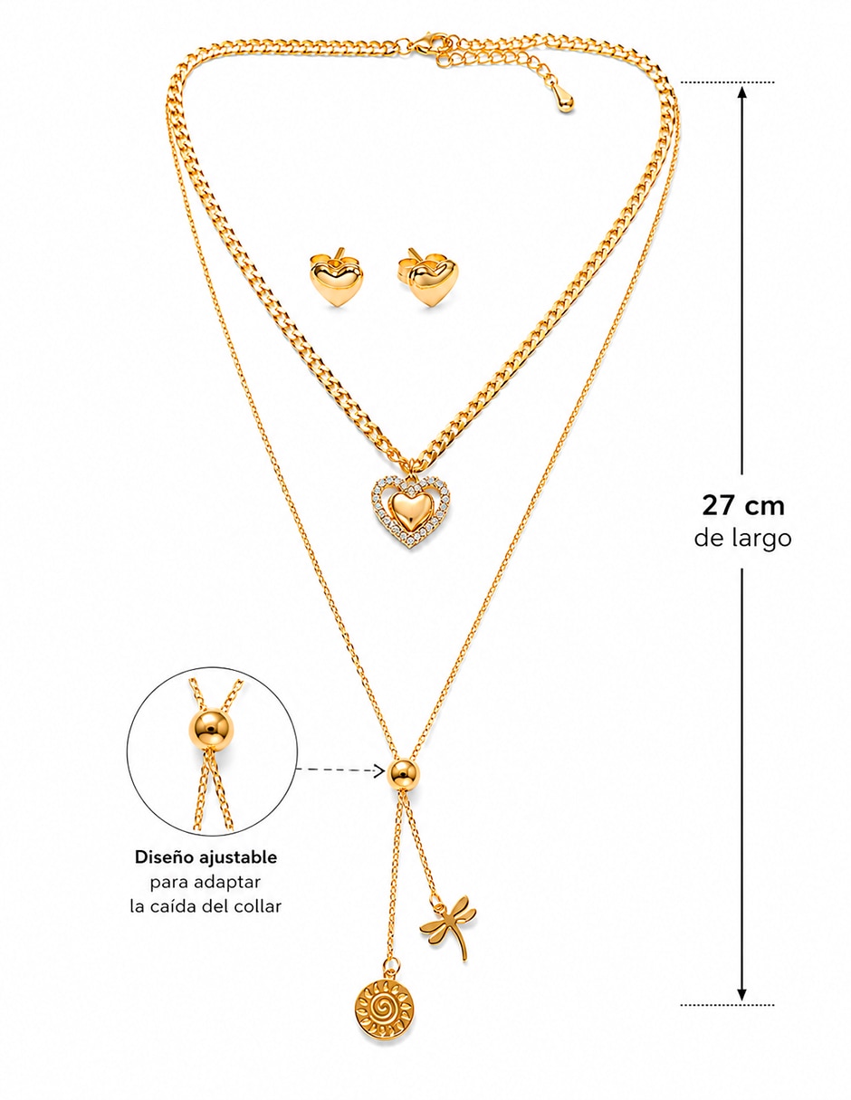 Set de collar y aretes No aplica de Acero inoxidable Sin kilataje Sin gema 2