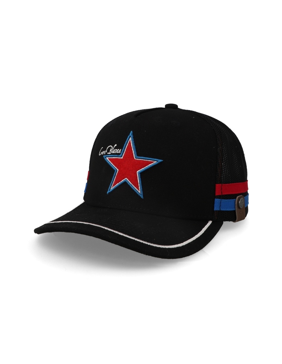 Gorra visera curva snapback Cara Blanca Cattleman Double Line Star Negra Unitalla para adulto
