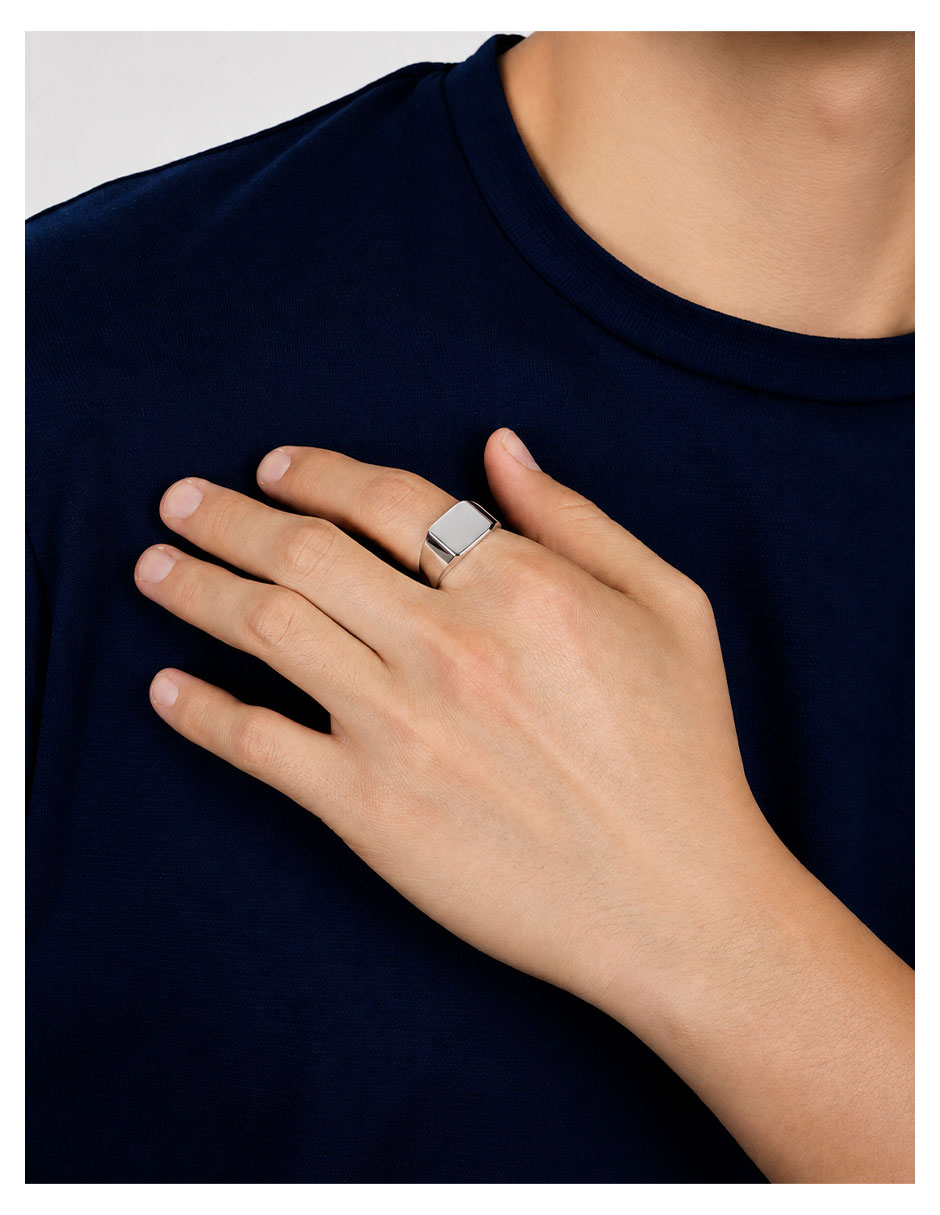 Anillo cuadrado p 925 de plata pulido 3