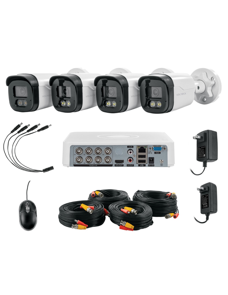 Kit 4 cámaras de seguridad modelo alámbrica full hd 109° a 70° para interior y exterior Kit 4 cámaras de seguridad modelo alámbrica full hd 109° a 70° para interior y exterior