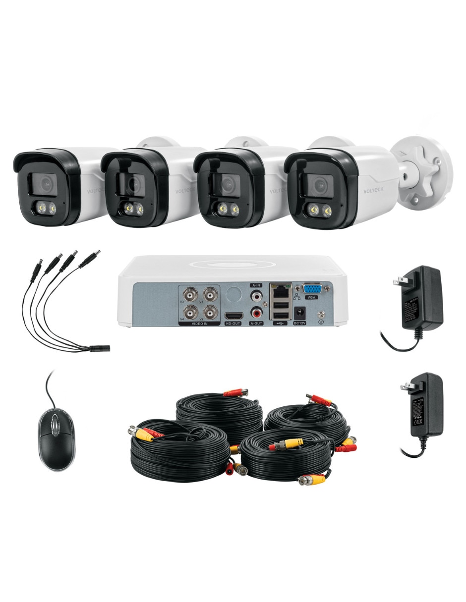 Kit 4 cámaras de seguridad modelo alámbrica full hd 109° a 70° para interior y exterior 1