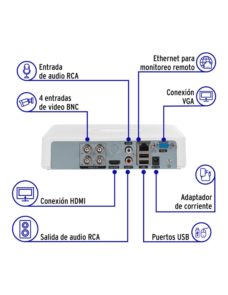 Kit 4 cámaras de seguridad modelo alámbrica full hd 109° a 70° para interior y exterior 2