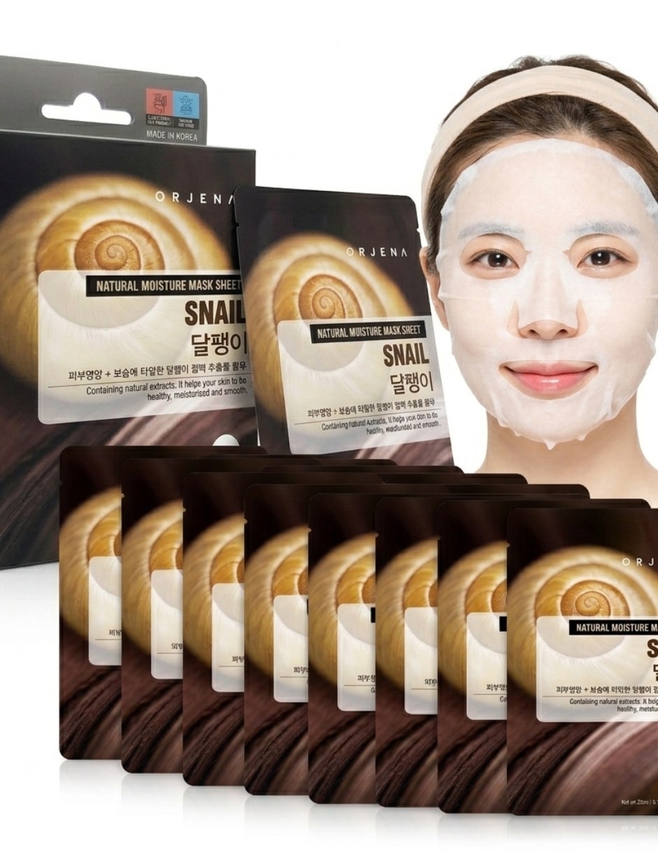 Mascarilla facial natural moisture snail mask sheet 25ml - mascarilla celulosa caracol hidratante para regenerar orjena mascarilla