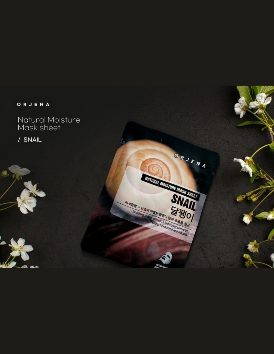 Mascarilla facial natural moisture snail mask sheet 25ml - mascarilla celulosa caracol hidratante para regenerar orjena mascarilla 4