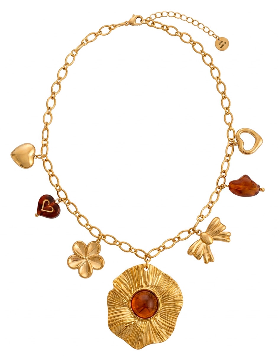 Collar con dije de flor collar flor dorada 18 k Collar con dije de flor collar flor dorada 18 k