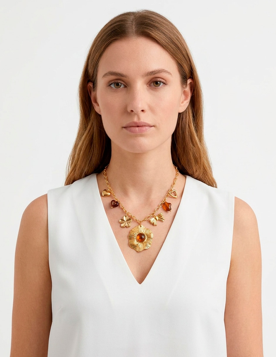 Collar con dije de flor collar flor dorada 18 k 2