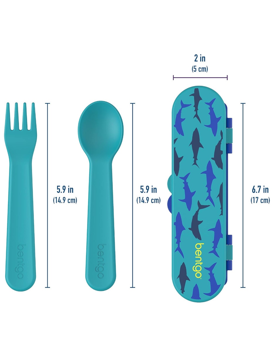 Set cubiertos tenedor cuchara y estuche de almacenamiento de plástico 3 piezas