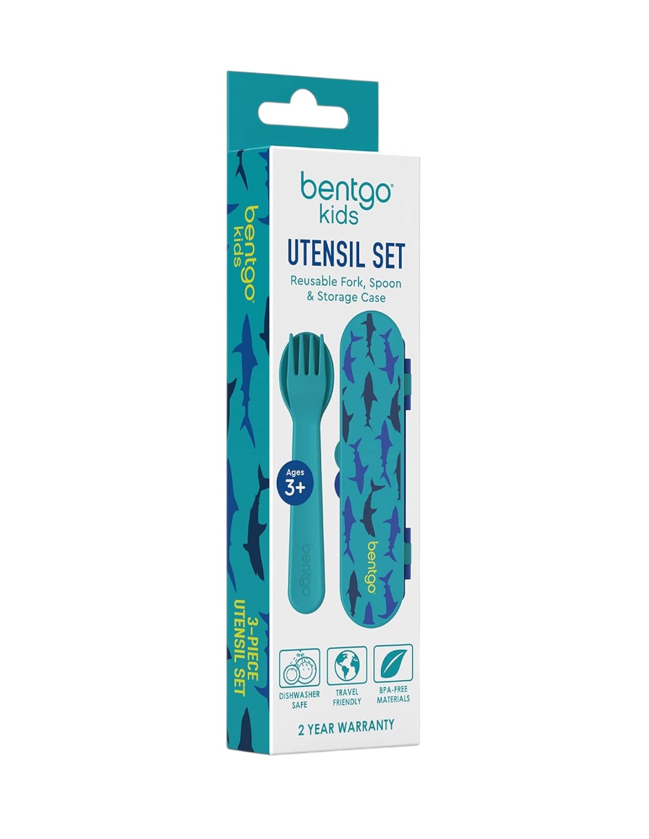 Set cubiertos tenedor cuchara y estuche de almacenamiento de plástico 3 piezas