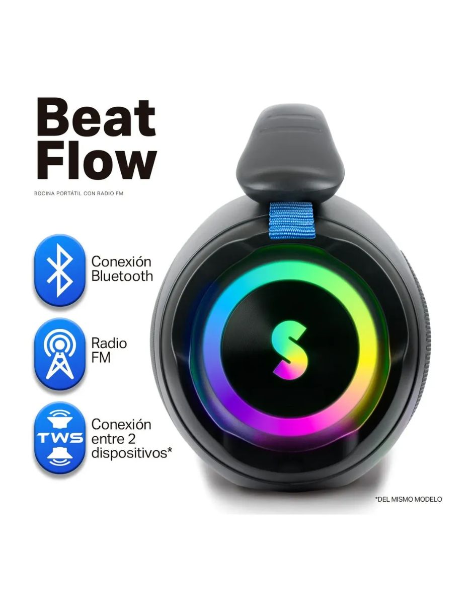 Bocina portátil bocina recargable bluetooth pórtatil radio fm con luz led bluetooth