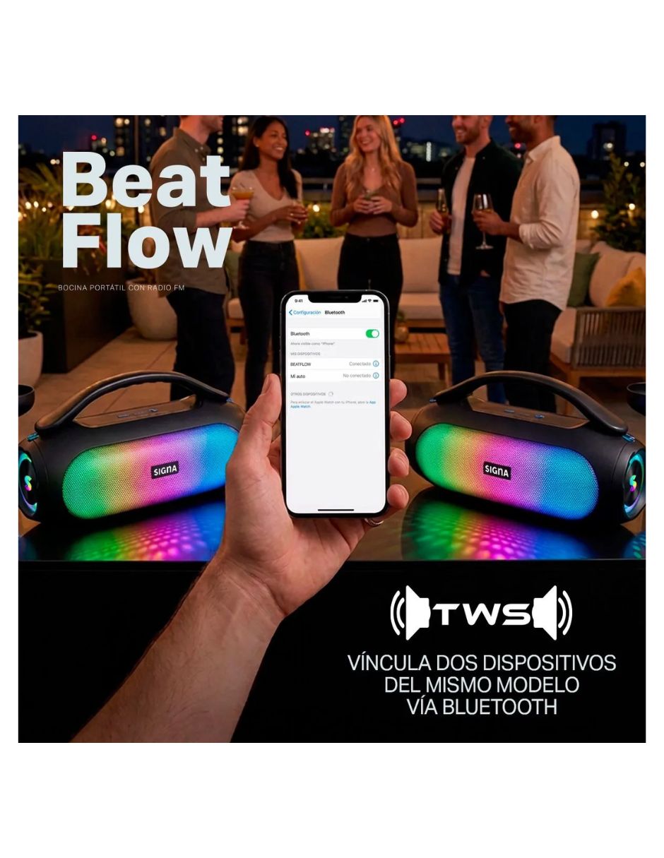 Bocina portátil bocina recargable bluetooth pórtatil radio fm con luz led bluetooth