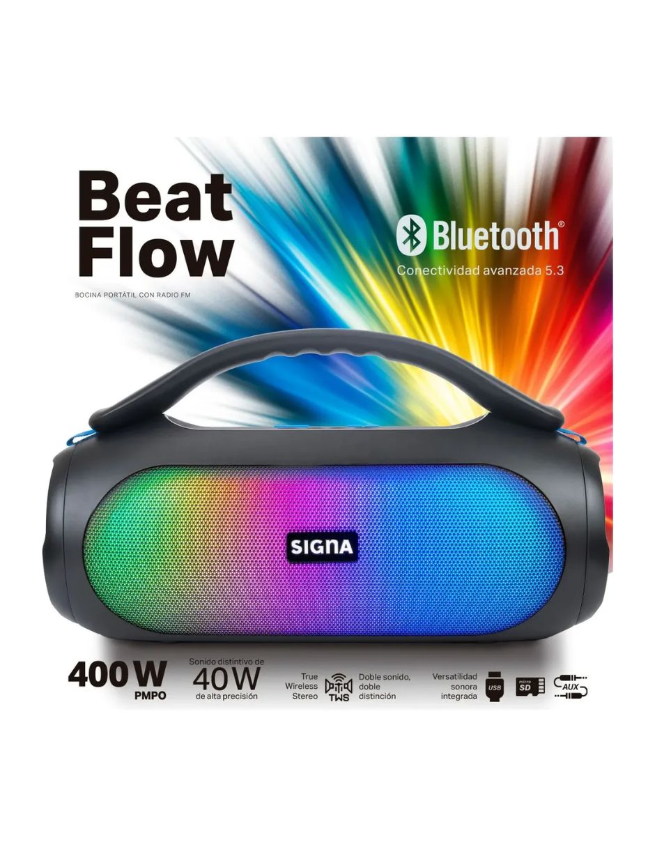Bocina portátil bocina recargable bluetooth pórtatil radio fm con luz led bluetooth