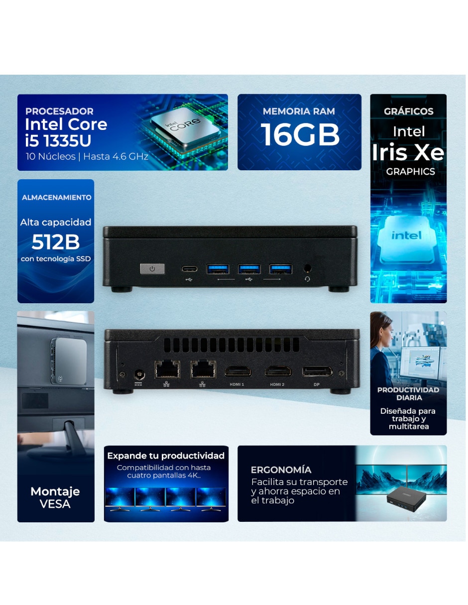 Mini pc mpelz5-i516gb512 intel core i5 integrada 16 gb ram 512 gb 5