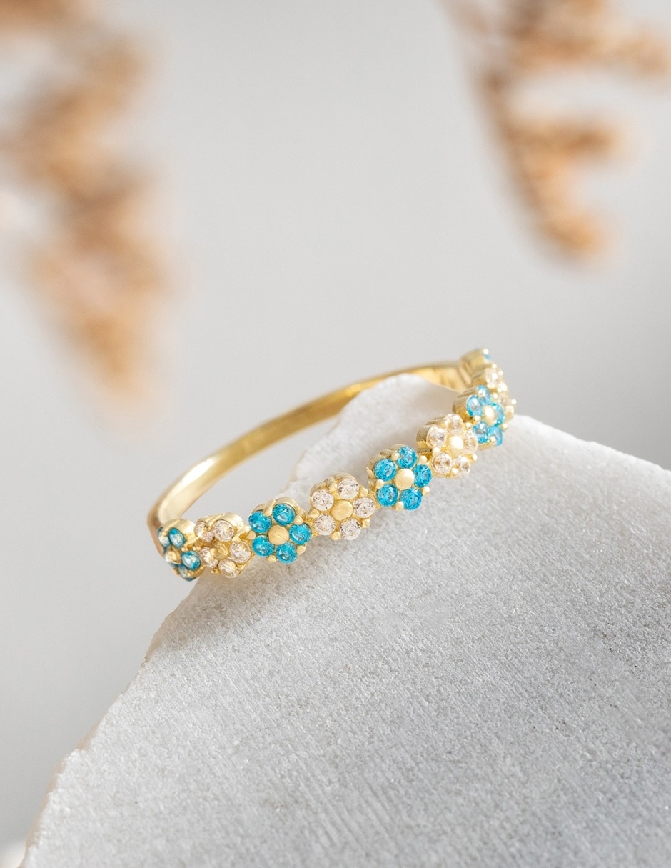 Anillo 10 k de oro zirconia pulido 3