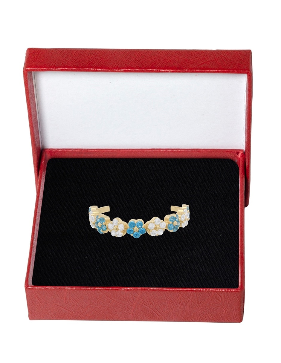 Anillo 10 k de oro zirconia pulido 7