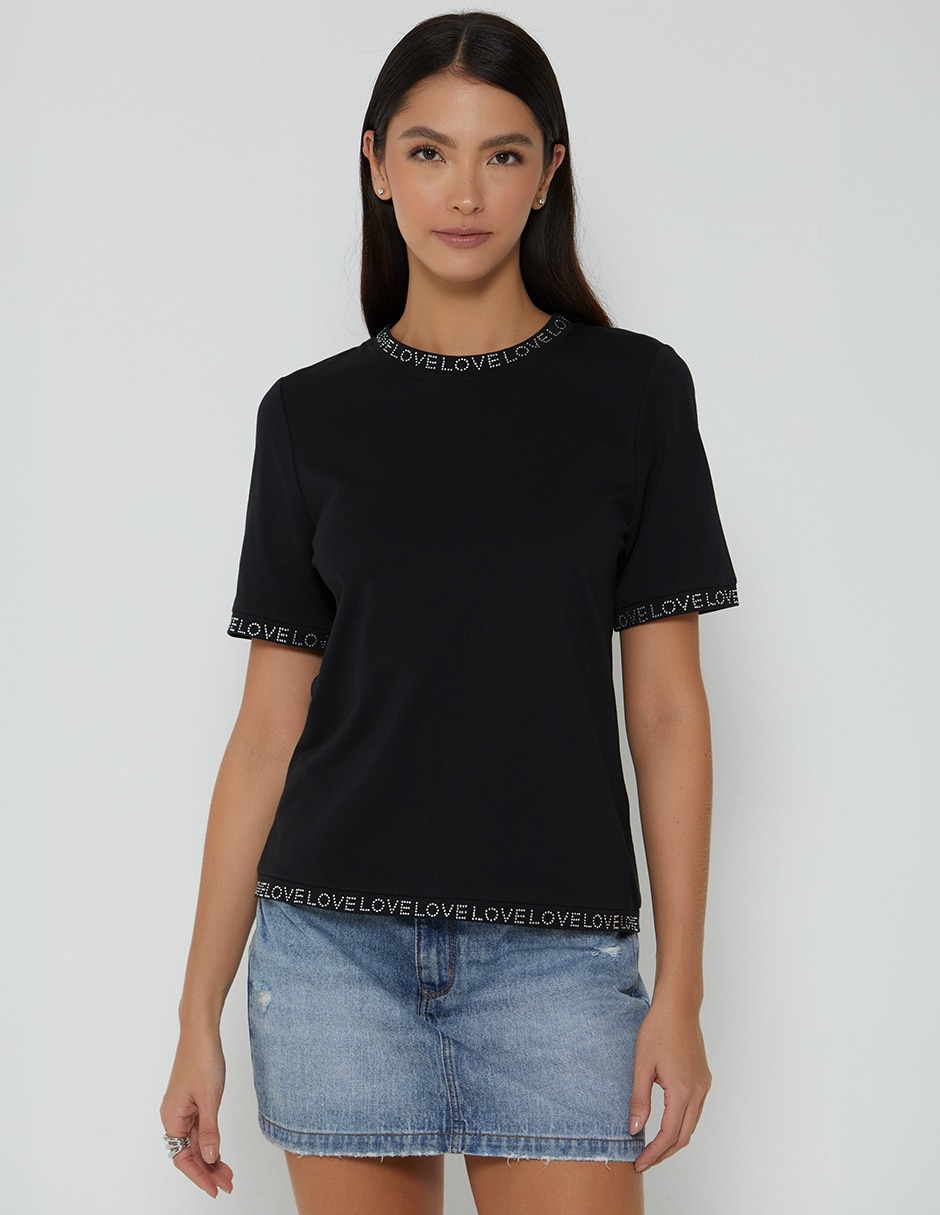 Playera manga corta love cuello redondo para mujer 1
